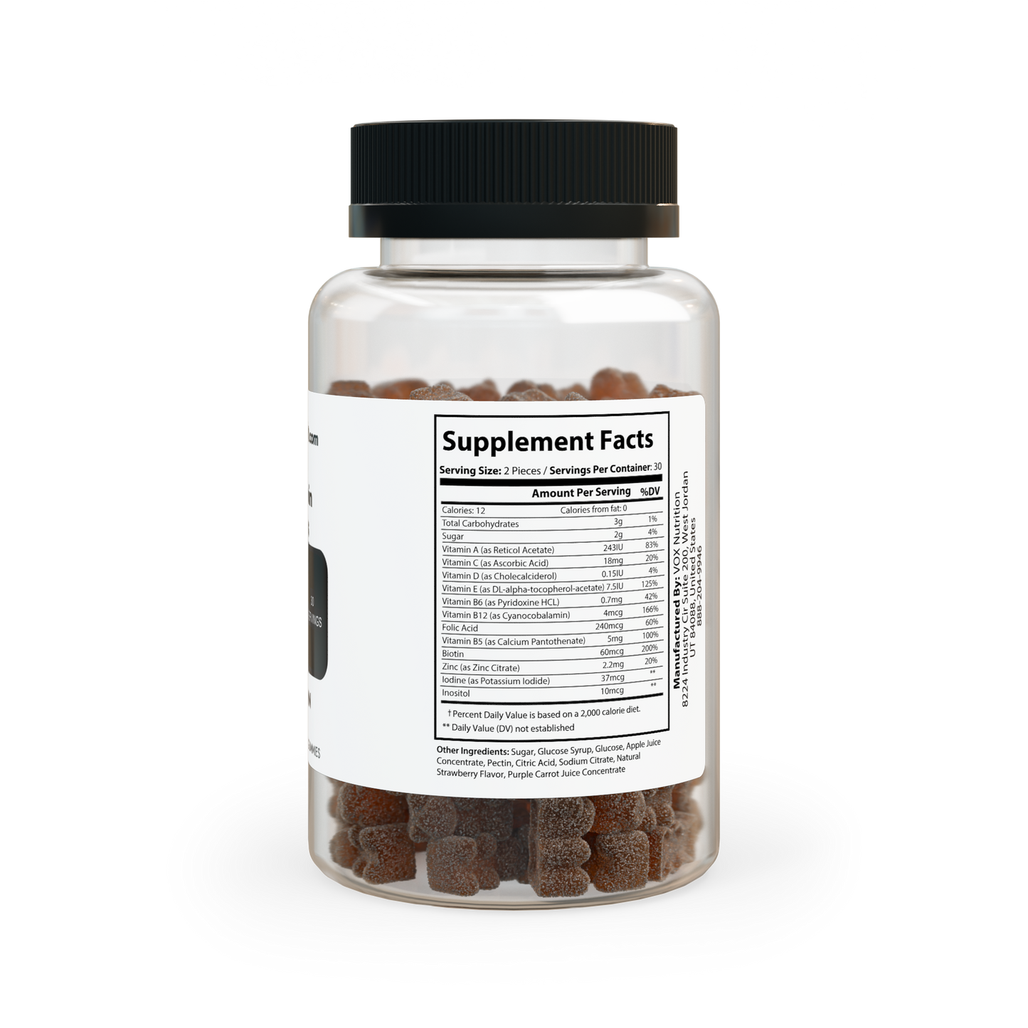 Grindify Nutrition Multivitamin Gummies for Adults - Unflavored (60 Gummies) - Non-GMO, Supports Energy Metabolism & Antioxidant Support