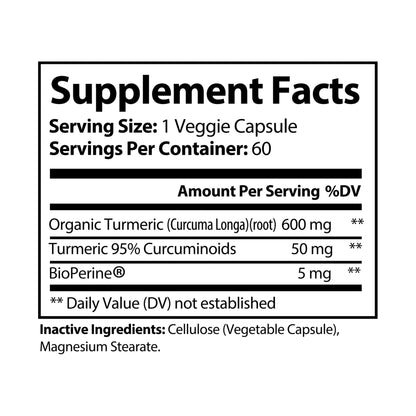 Organic Turmeric Curcumin with BioPerine® – High Potency, 95% Curcuminoids