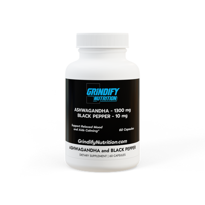 Grindify Nutrition Ashwagandha Capsules with Black Pepper – 60 Capsules – Stress Support, Energy & Performance – Non-GMO, Third-Party Tested