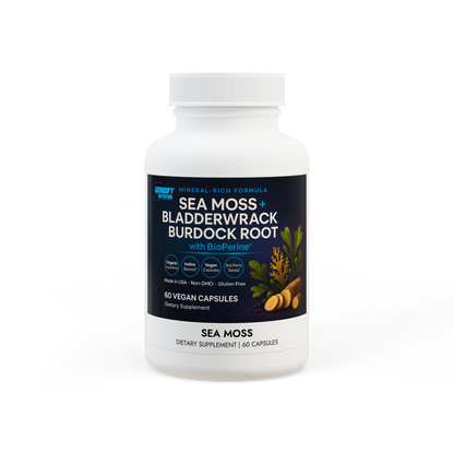 Organic Sea Moss Capsules With Bladderwrack & Burdock Root (60 Capsules)
