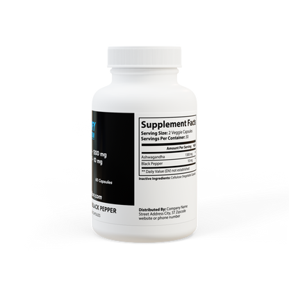 Grindify Nutrition Ashwagandha Capsules with Black Pepper – 60 Capsules – Stress Support, Energy & Performance – Non-GMO, Third-Party Tested
